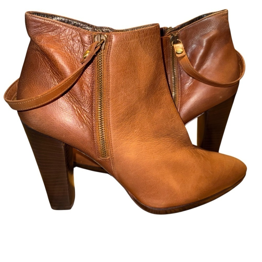 STUART WEITZMAN Backstrap Saddle Old West Calf Leather Ankle Boots Booties 10.5M